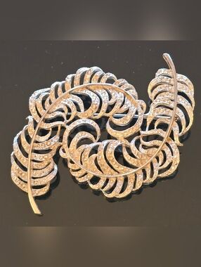 Kenneth Jay Lane Rhinestone Feathers Brooch